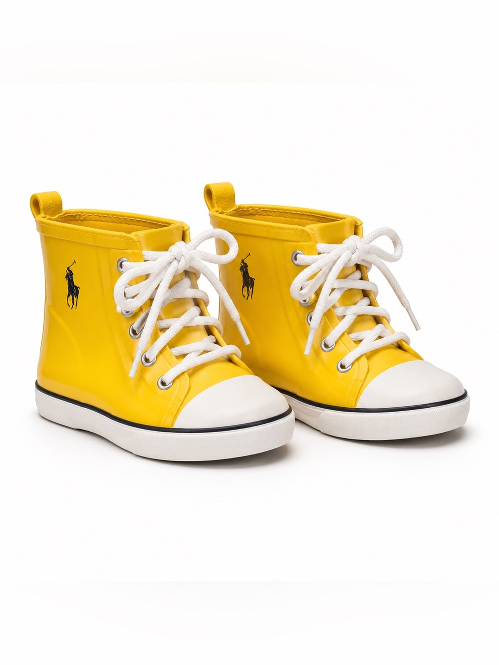 Polo Ralph Lauren Yellow Toddler Rain Boots Rubber Lace-Up Size 10